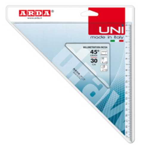 ARDA LINEA UNI SQUADRA POLIESTERE SMUSSO, TIRACHINA E BORDO INTERNO 45° 30 CM